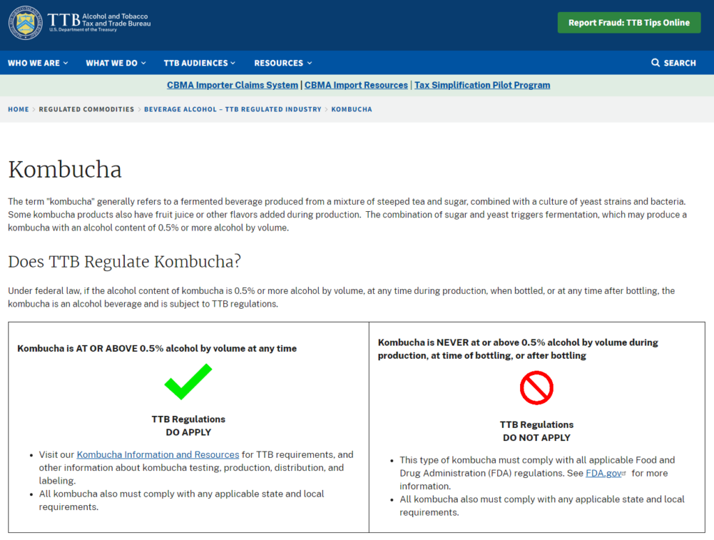 FDA kombucha